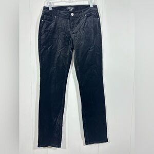 White House Black Market Sz 4 Velvet Slim Leg Black Pants Rhinestone Pockets